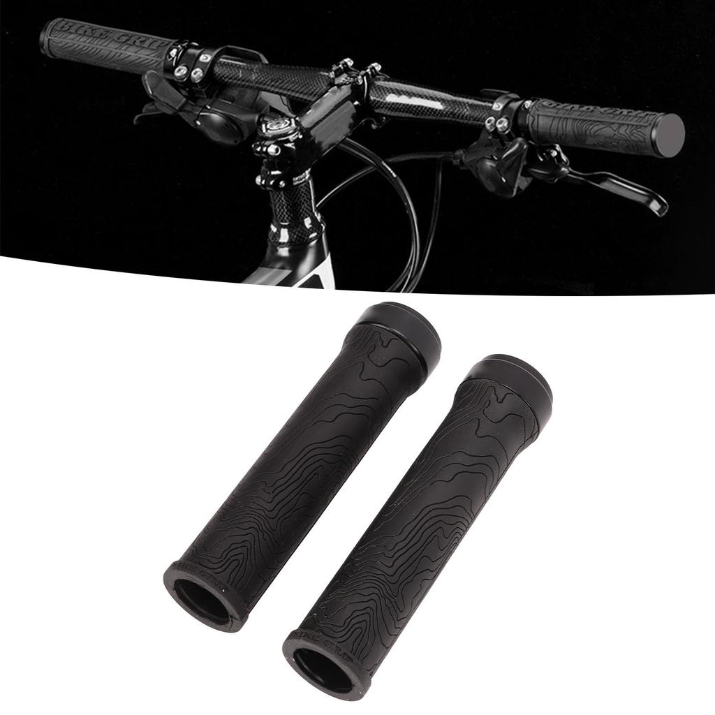 2 Pcs Handlebar Grips Shockproof Anti Slip Texture Soft Comfortable Black Mountain Bike Grips for Many Standard Bikes