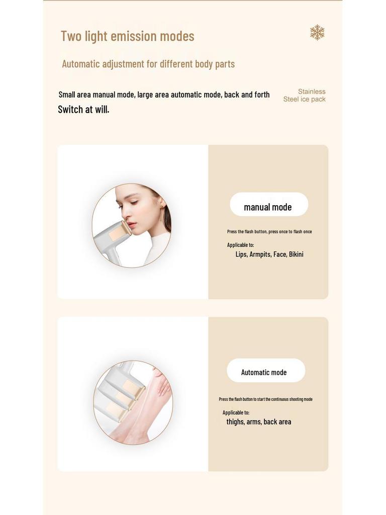 Precision IPL Hair Removal Device with Sapphire Ice-Cooled Photon Rejuvenation for Painless Full-Body Treatment