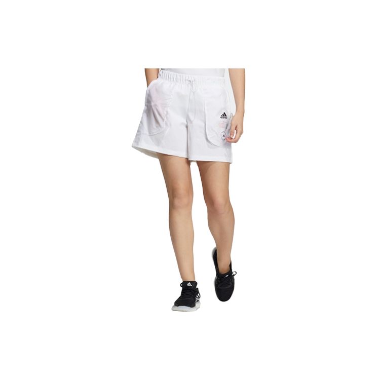 

Adidas Letter Logo Print Straight Leg Shorts Women Shorts White HA3631 XS