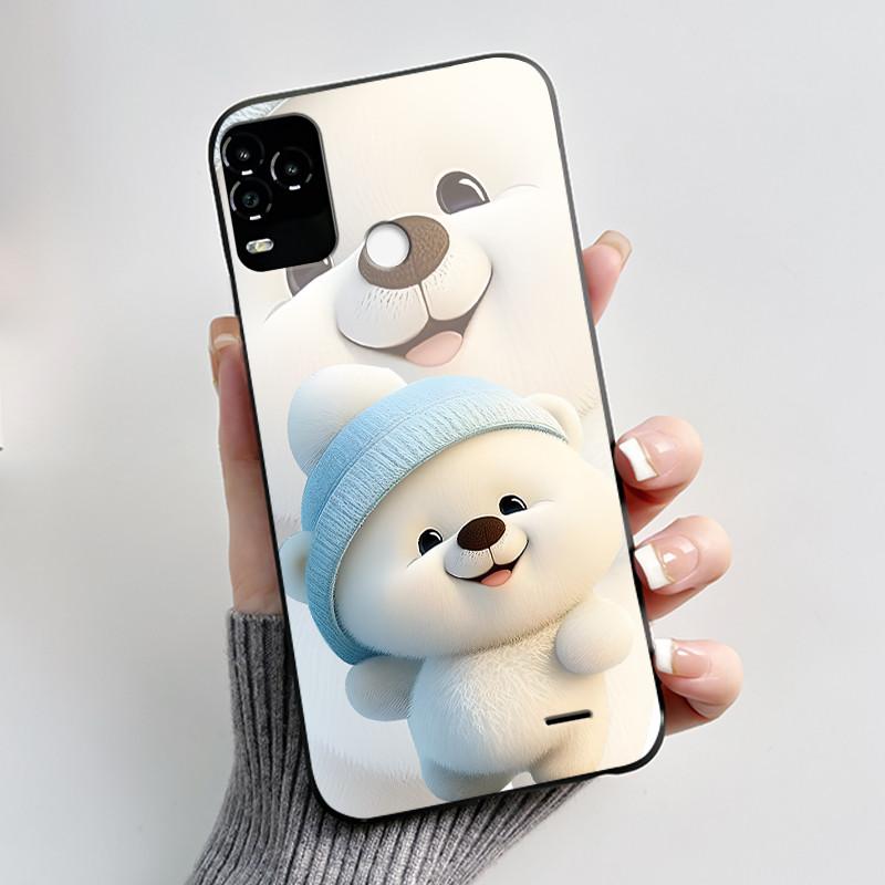Black Phone Case For BLU G71 Plus (G71+ G71P) Shockproof For BLU G71 Plus (G71+ G71P) Little Rabbit In The Flowers Pattern Cover