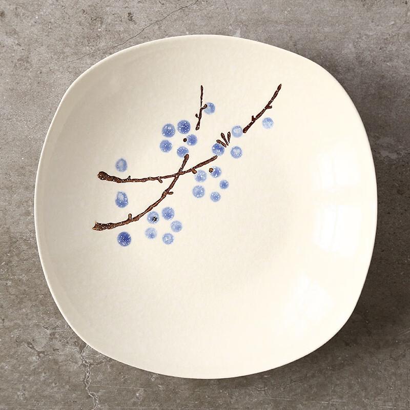 

Japanese Style Snow Pattern Underglaze Ceramic Deep Square Plate 2-piece Pack