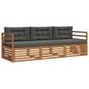 Outdoor Sofa Set with Cushions 3 Pcs Natural and Anthracite