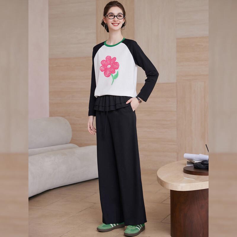 Women's Contrast Print Raglan Long Sleeve T-Shirt
