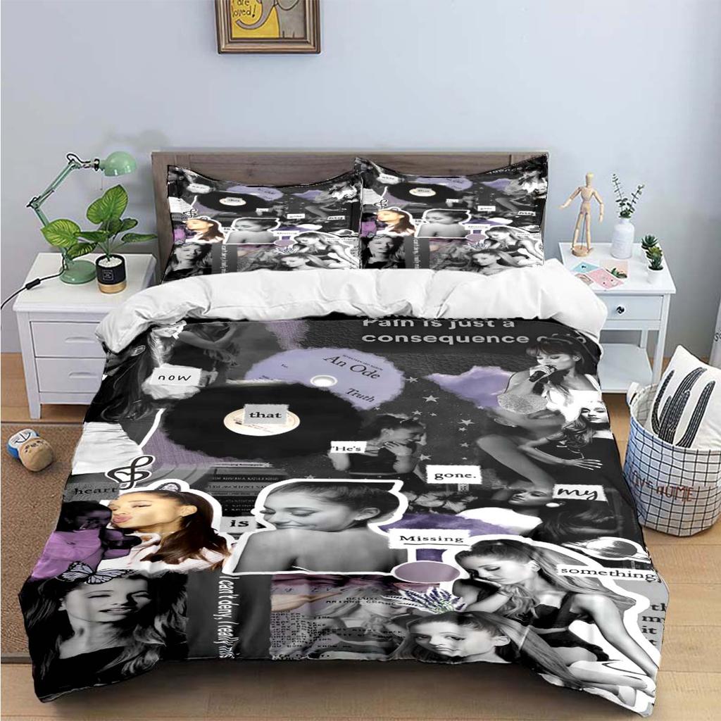 Comforter Fashion Pop Singer A-Ariana G-Grande Print Bedding Sets Bed Supplies Set Bed Comforter Set Bedding Set Luxury Gift