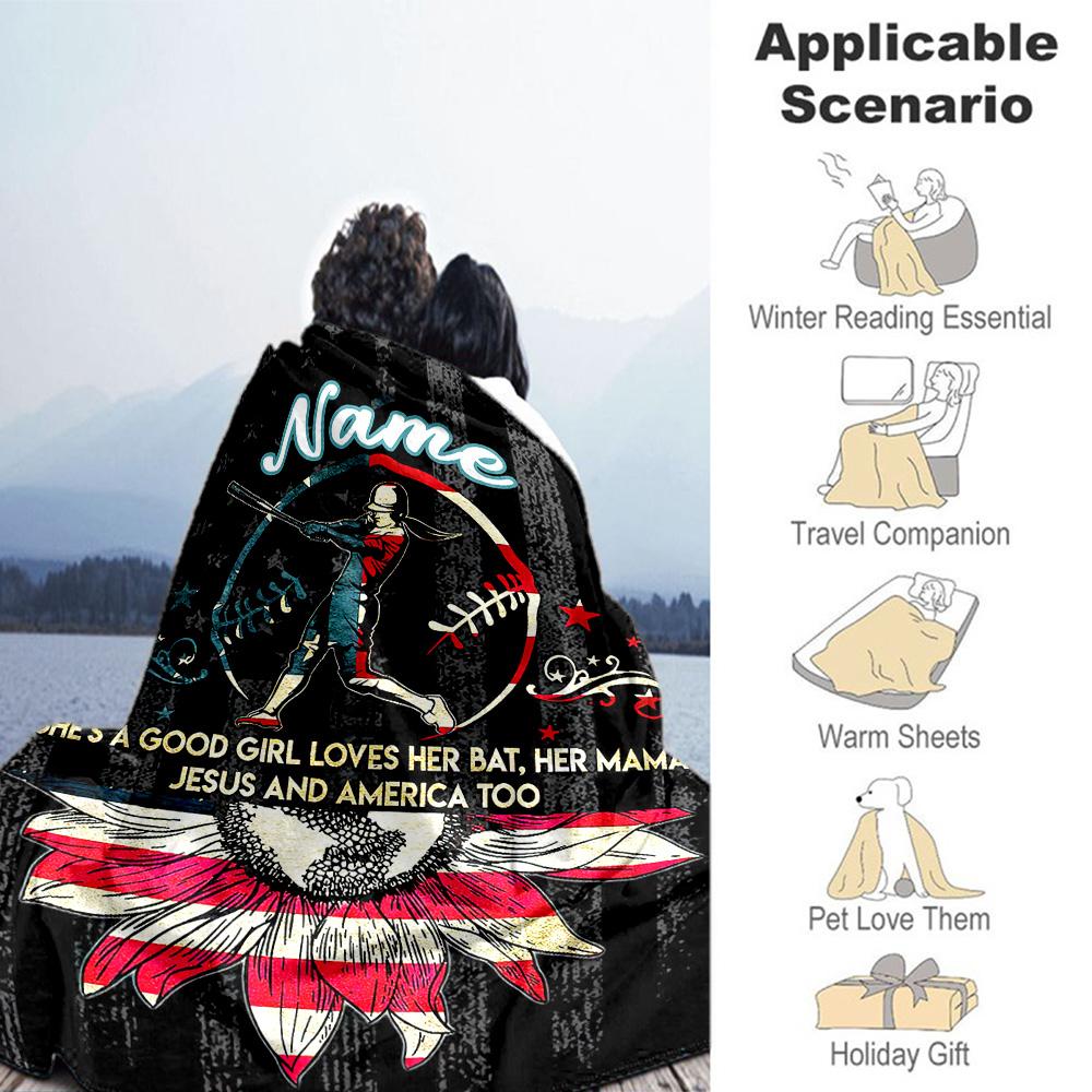Black Baseball Customize Text Blanket Cozy Customizable Blanket Comfortable for Bedding Home Decor Picnics Bed for All Occasions