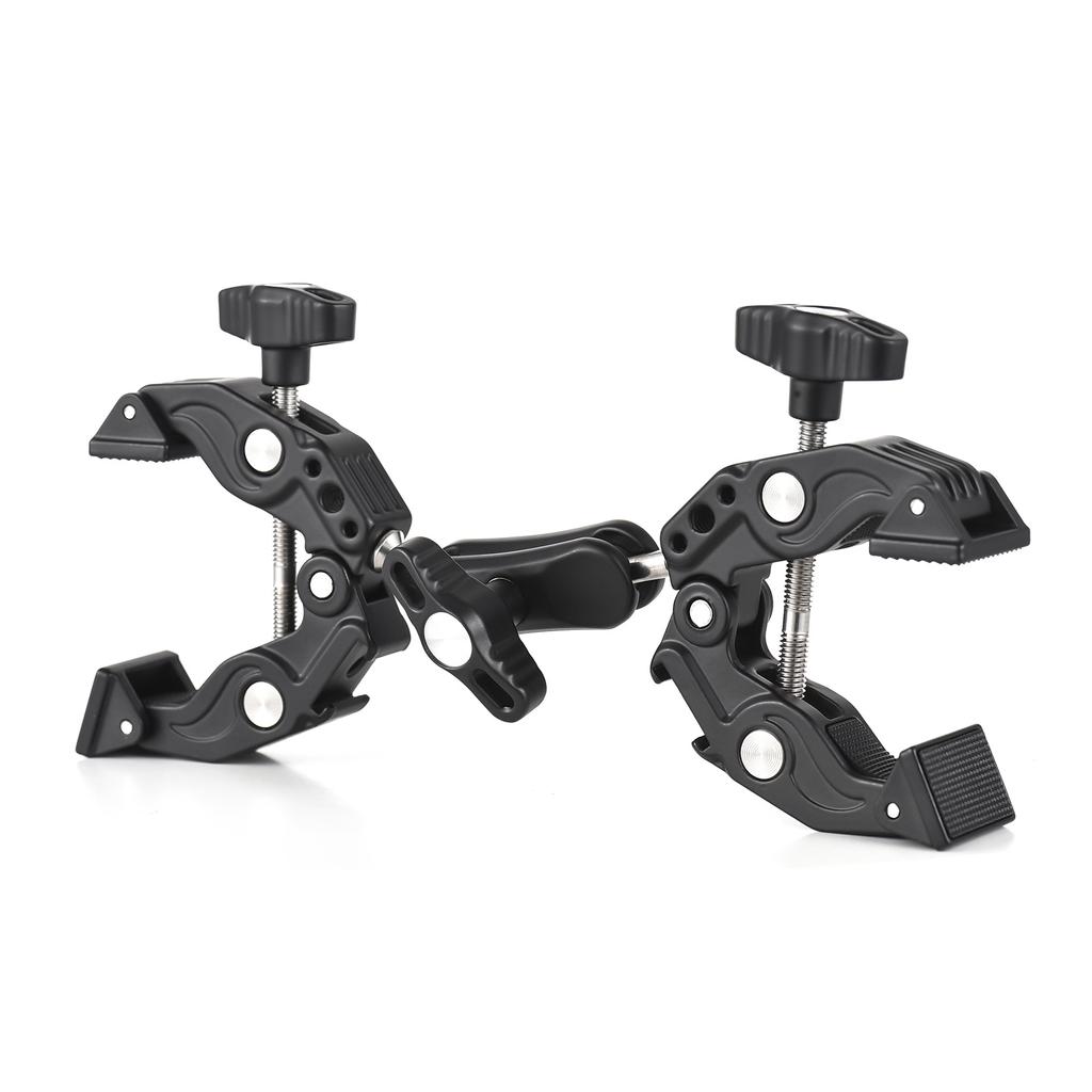 Super Clamp Mount Doppelte Kameraklemme mit Dual-Kugelkopf Kaltschuhen 1/4 Zoll ARRI-Ortungslöcher