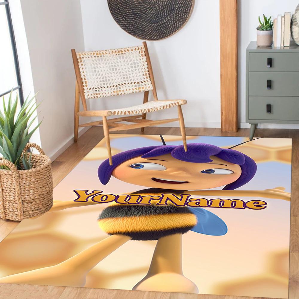 Biene Maja Personalisierbarer Namens-Teppich Perfekt für Eingangsbereiche Outdoor-Spielzimmer Küchen Rutschfester Teppich Anime Bürodekoration Geschenk für Festivals
