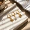 1Set Boho Starfish Shell Hoop Earrings Set For Women Imitation Pearl Metal Geometric Earring Girl Beach Party Jewelry