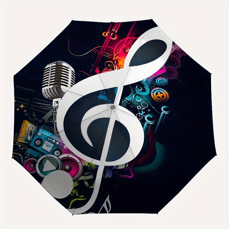 Music, Entertainment themed Eight rib Automatic Folding umbrella Is Suitable for Both Men and Women, Making It A Perfect Christmas and Valen
