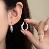 Silver Needle Geometric Heart Hoop Earrings - Retro & High-End Style for a Bold Look