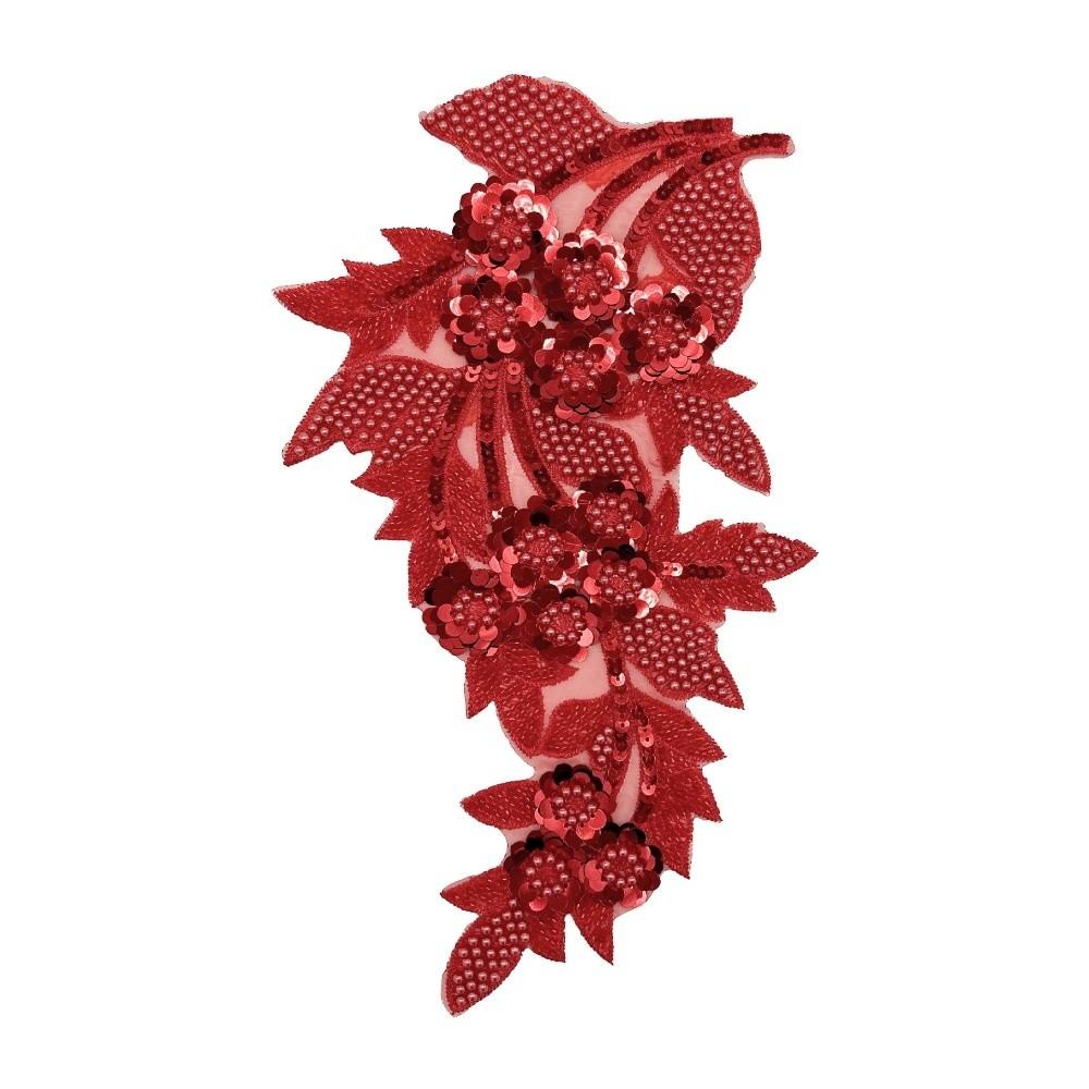 

Fashion 3D Sequin Flower Patches Handmade DIY Embroidered Patches Embroidery Handwork Patches Bridal Gown 33x21cm красный