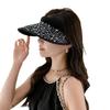 Fortgeschrittener Zigeuner Strass Stroh Leerer Zylinder Damen Sommer Ausflug Meer Sonnenschutz Schatten Stirnband Hut