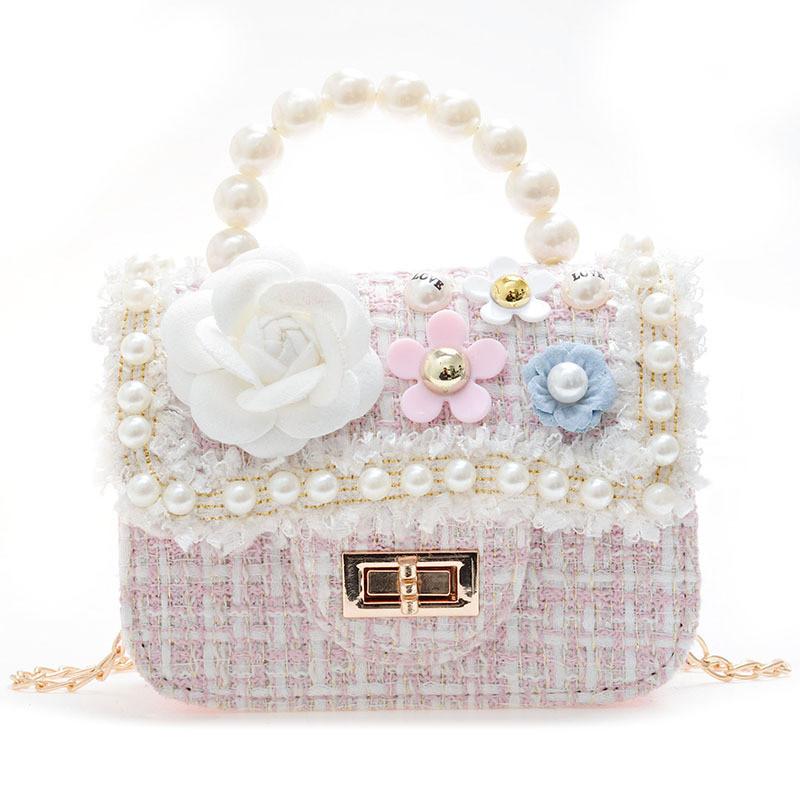 Handbag Shoulder Pearl Bag With Lightweight Pu Material Chain Bag For Kids