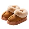 Plush Heel Shoes for Women, Thick-soled Fleece, Anti-slip, and Cute Couple Cotton Shoes for Home Use