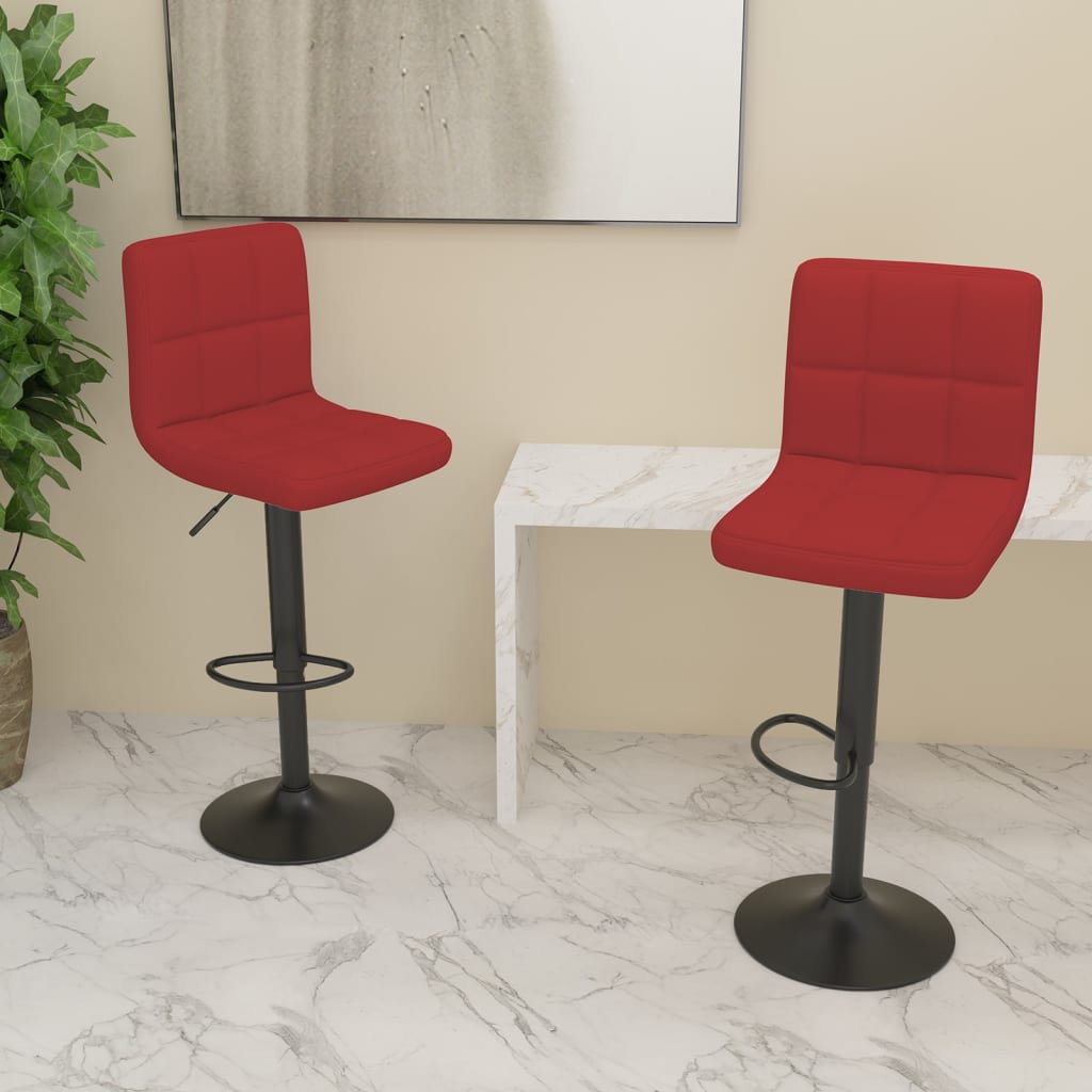 Bar Stool 2 Pcs Wine Red Fabric