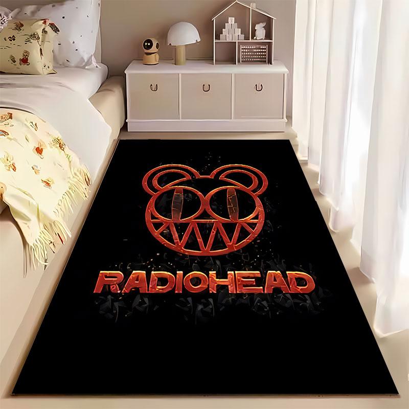 Red Bear Face Radiohead Logo suitable as a non-slip mat for the living room or bedroom sofa