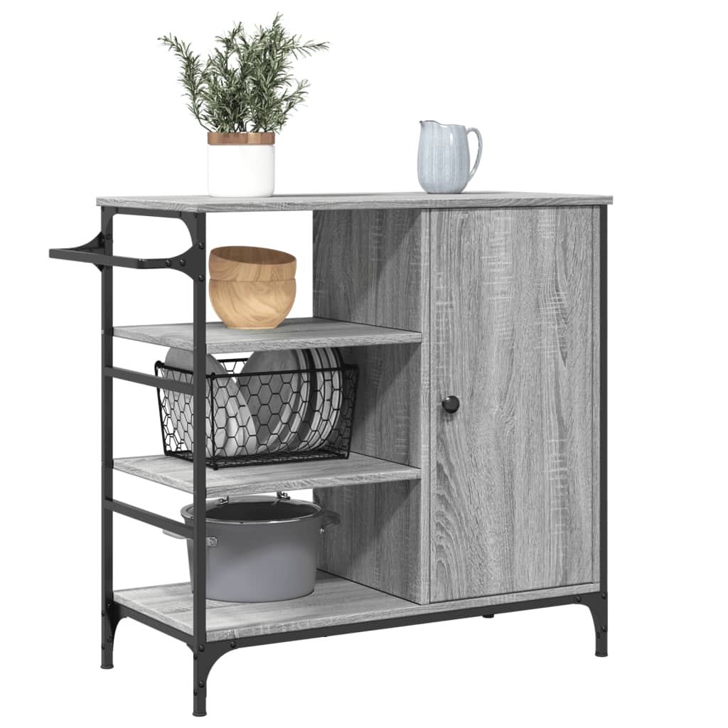 Kitchen Trolley Grey Sonoma 87.5 x 38.5 x 84.5 cm Particleboard