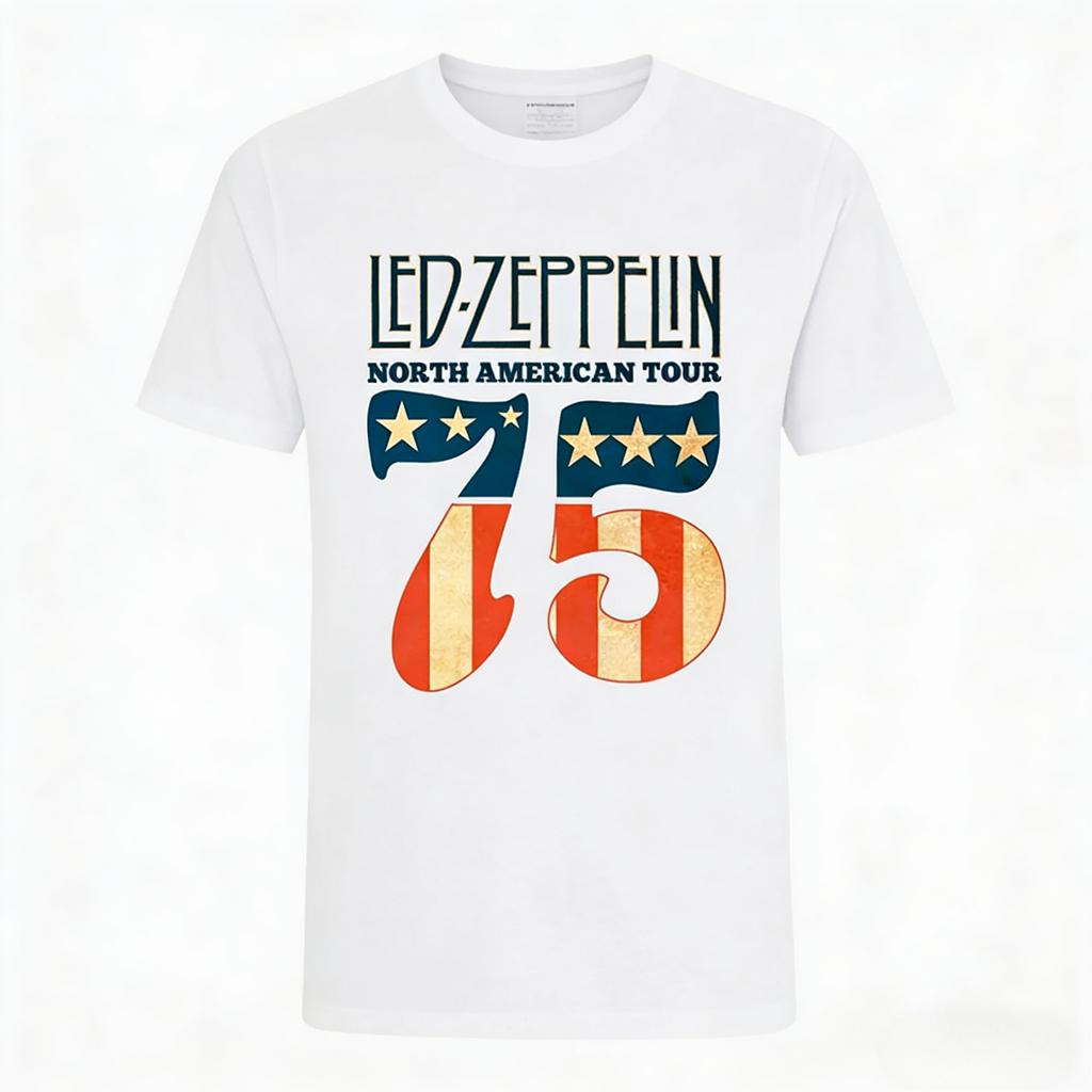 Rock Band Led Zeppelin Unisexs 100Cotton 75th Anniversary Graphics Tshirt Summer Spring Women Oversized Hiphop Y2k Fashion Tshirt
