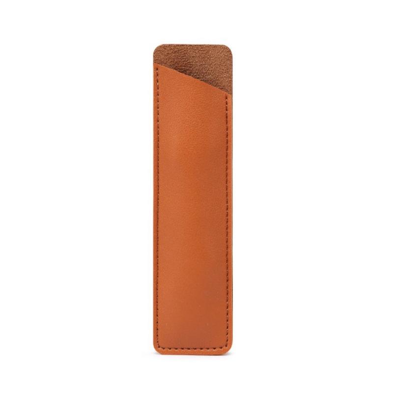 Solid Color Leather Pencil Case – Student Stationery Bag with Fountain Pen Cover