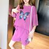 Casual Butterfly Print Short Sleeve Women's Set Loose Shorts Two-Piece Fashion Summer Wear Comfortable Versatile Outfit