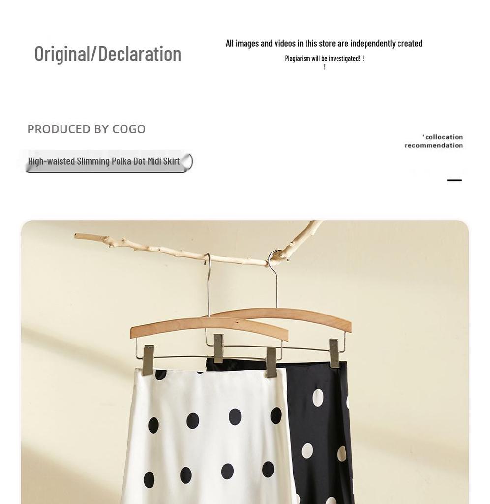 Dámská retro saténová sukně střední délky s puntíky a rybím ocasem - Kolekce léto 2025