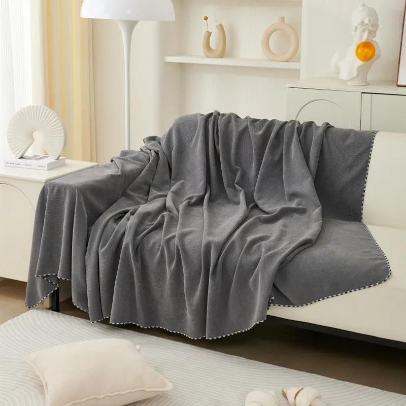 Nordic Sofa Throw Blankets Outdoor Camping Picnic Large Blanket Leisure Relax Beach Towel White Travel Rug Tassels Chenille