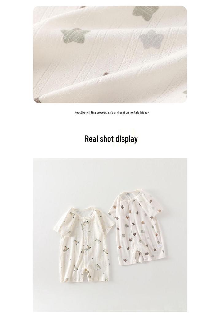 Unisex Antibacterial Cotton Summer Baby Rompers - Short Sleeve Newborn Jumpsuits