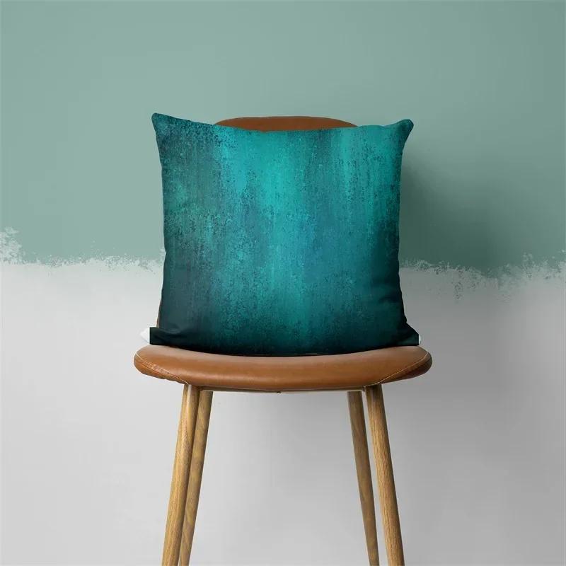 Teal Cushion Cover Leaf Feather Geometric Heart Sofa Pillowcase Bedroom Home Decor Office Decor Accessories 50x50cm45x45
