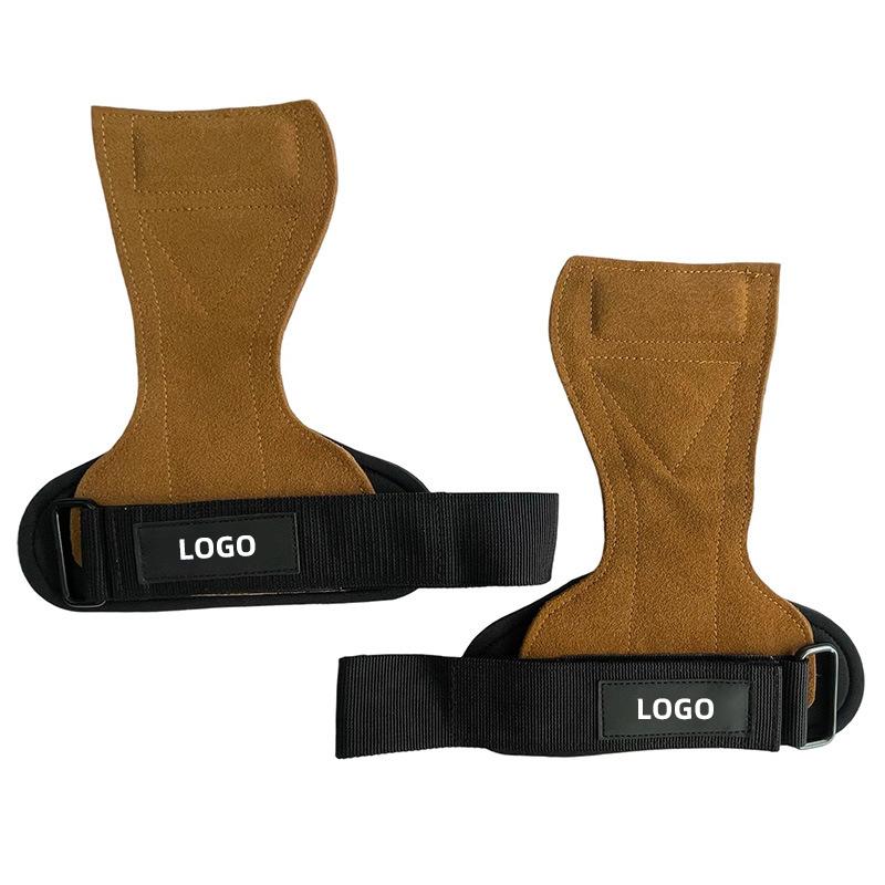 Oem Custom Logo Leather Hand Grip Pads Weightlifting Strap Fitness Strength With Wrist Support Glove