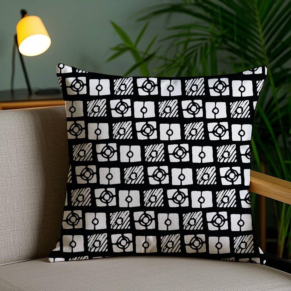 Svartvitt abstrakt tryck örngott dammkvalsterfritt örngott osynlig dragkedja silkeslen kort plysch soffkuddfodral