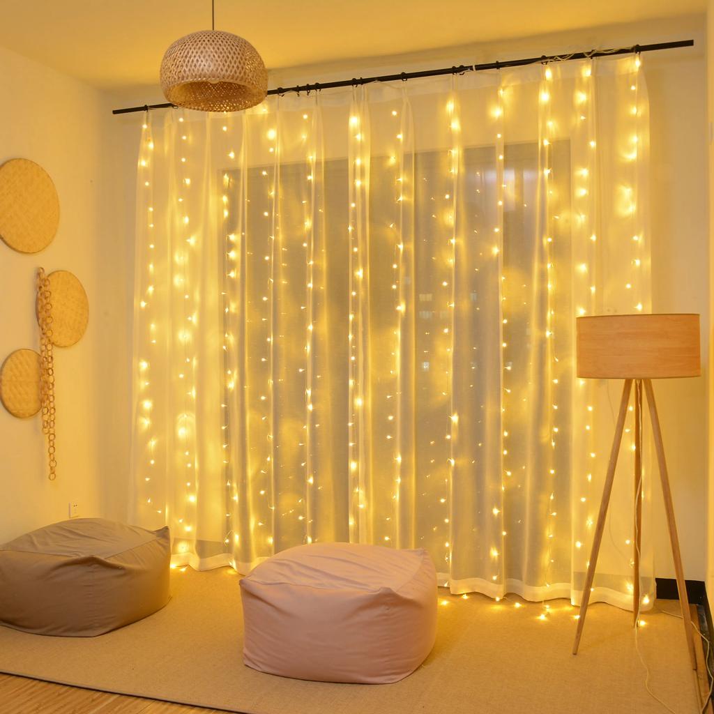 3M LED Curtain Lights USB Window Curtain Waterfall Fairy Light for Home Room Bedroom Christmas Party New Year Decoration Outdoor