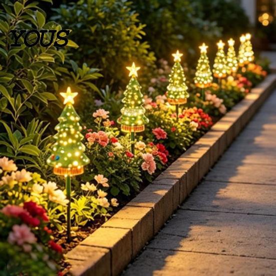 Holiday Landscape Enhancement Solar Christmas Tree Light, Powered Garden Stake Waterproof Lights LED Pathway Light for Outdoor Yard Patio Lawn