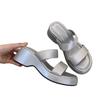 With skirt fairy style satin word with thick bottom slope heel slippers female summer wear French stunning high heel cool slippers