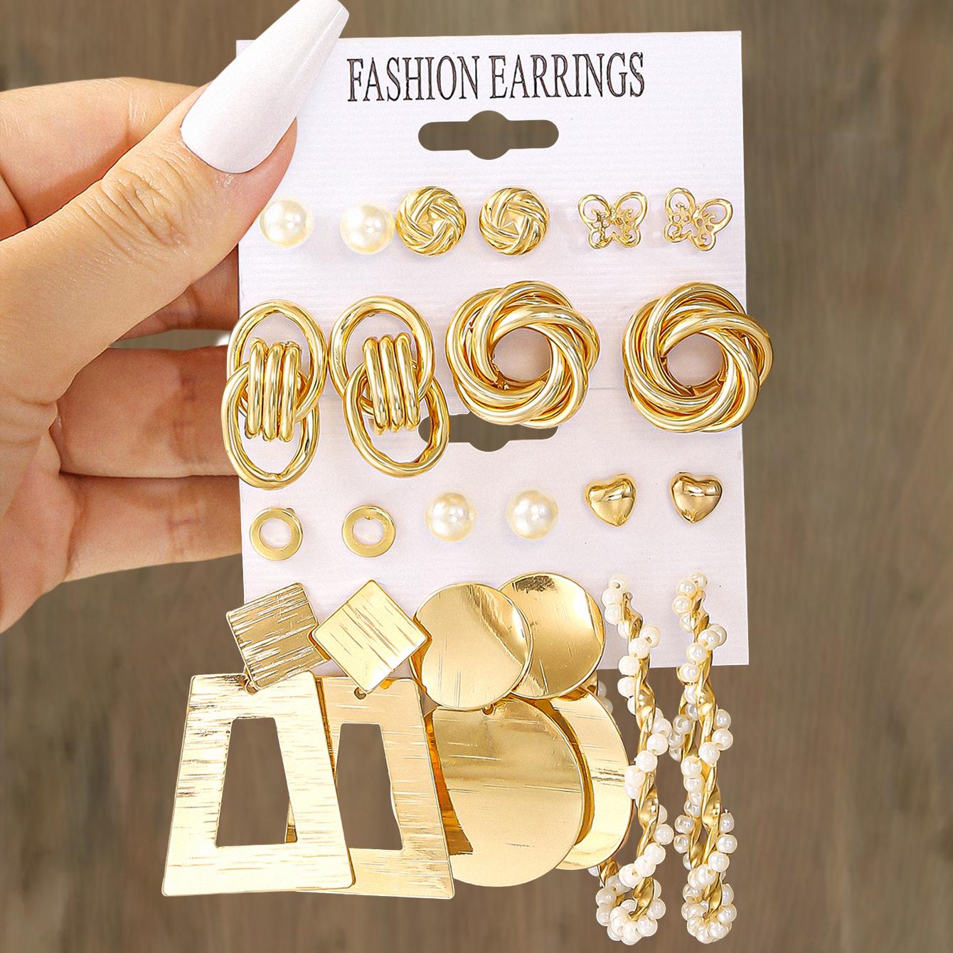 European  American Style Retro Irregular Twist Circle Geometric Earrings for Women