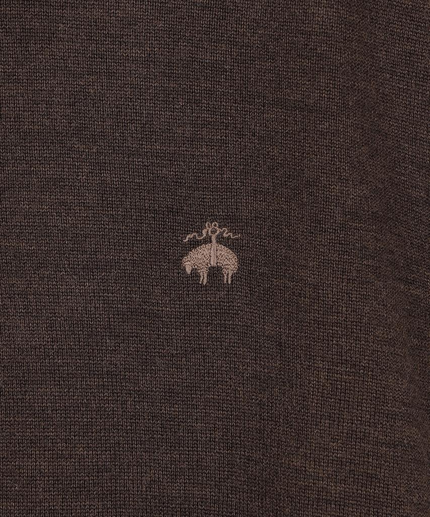 BROOKS BROTHERS Merino Wool Polo Sweater (Brown) (Bbwtmf96364Ew)
