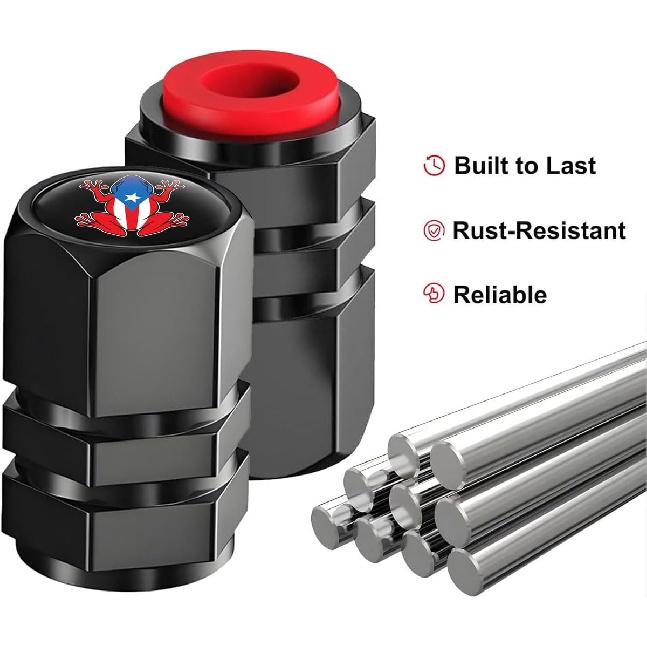 4 Pcs for Puerto Rico Rican Frog Tire Valve Stem Caps Universal Metal Air Stem Cover Accessories for Cars, SUV, Truck, Motorcycles,Bicycles