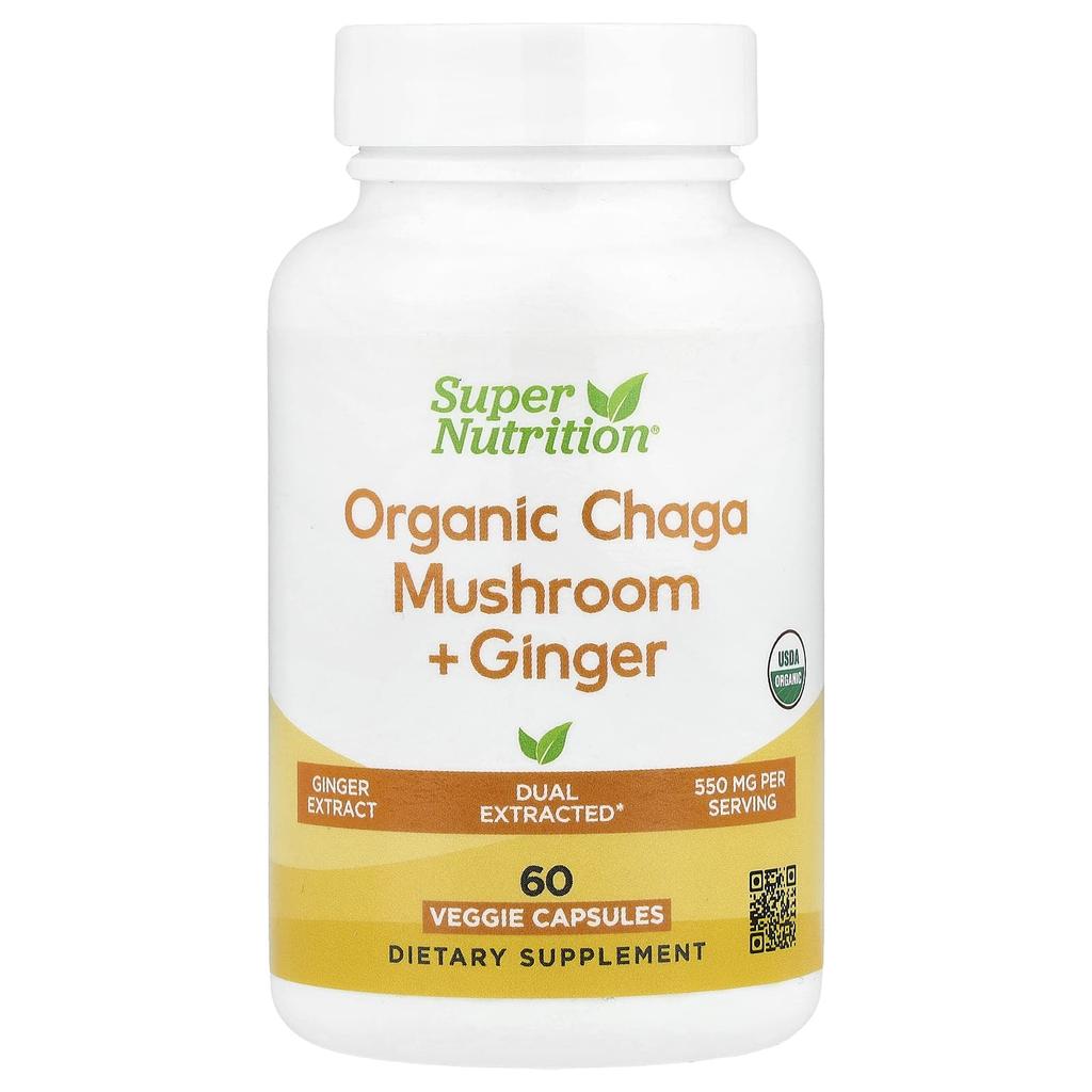 Organic Chaga Mushroom + Ginger, 60 Veggie Capsules