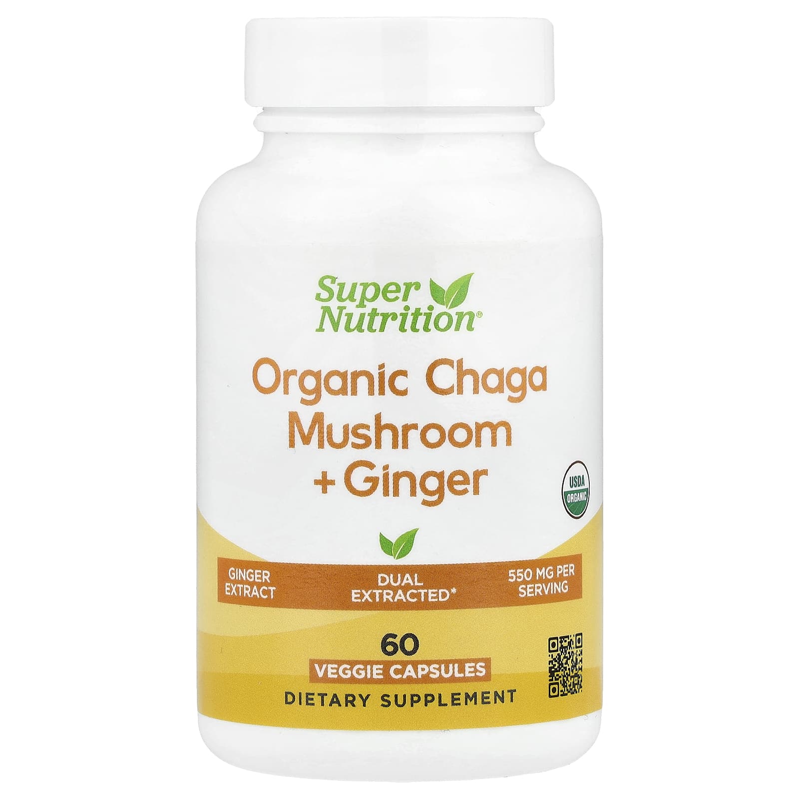 

Organic Chaga Mushroom + Ginger, 60 Veggie Capsules
