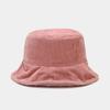 Female Warm Hats Solid Color Streetwear Warmer Folding Big Wide Visor Flat Hats New Plus Plush Corduroy Bucket Hats Accessories
