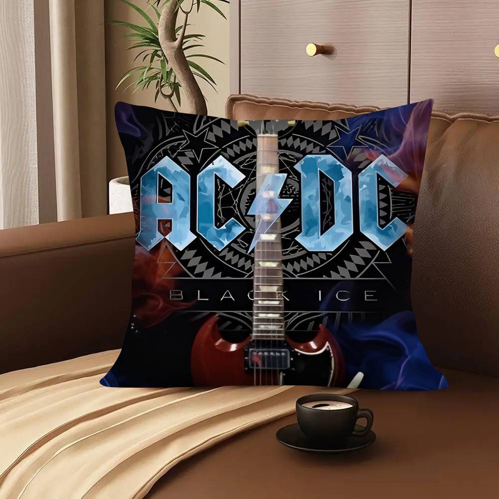 AC DC Vintage Heavy Metal Music Pillow Case Square Pillow Bedroom Sofa Leisure Comfort Cushion Car Living Room Home Decoration