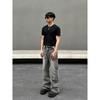 Blaexit American High Street Vibe Smoky Gray Scimitar Jeans Men's Straight-Leg Slightly Flared Cleanfit Pants Trendy
