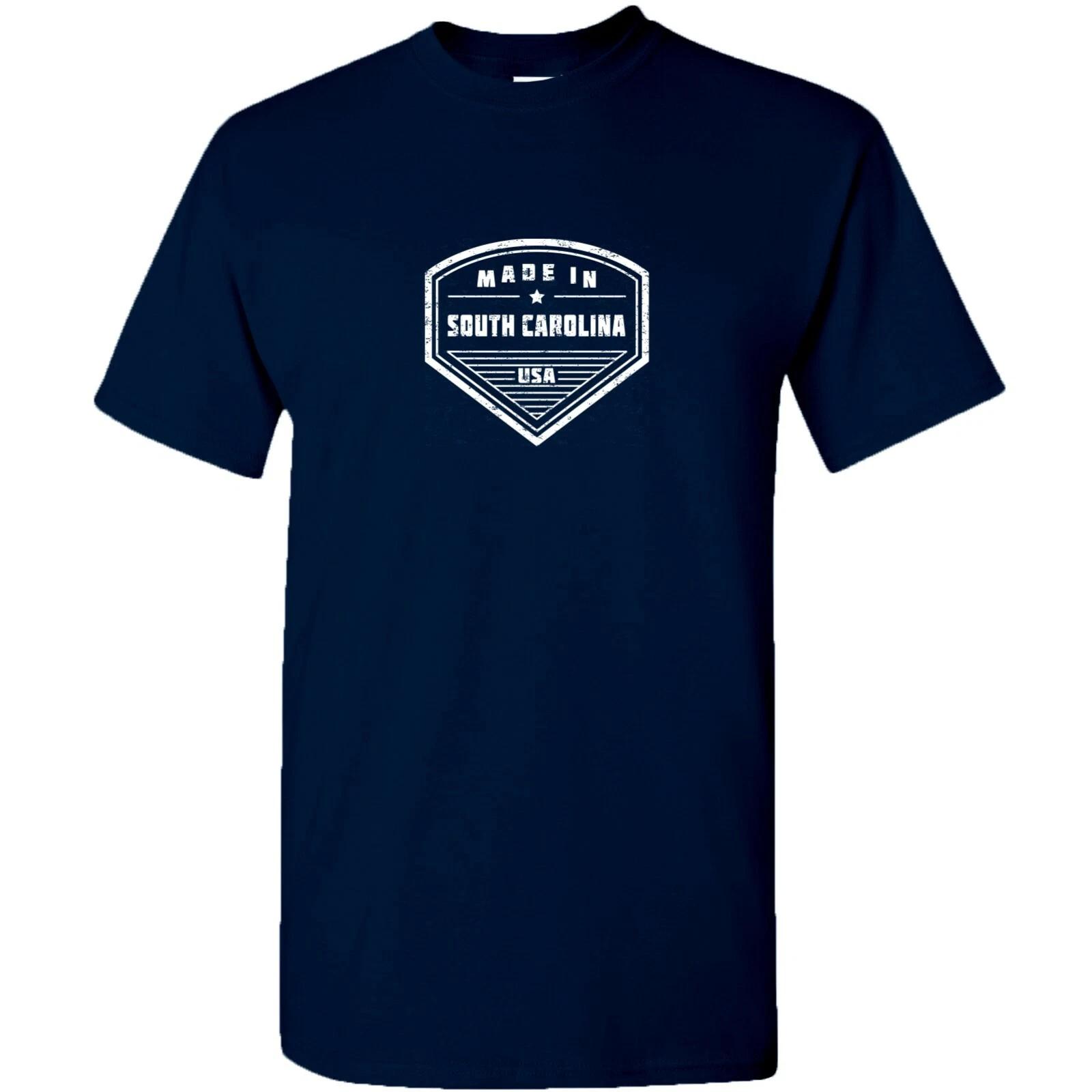 Made in South Carolina Badge- Hometown Pride State Short Sleeve T-Shirt - Navy L