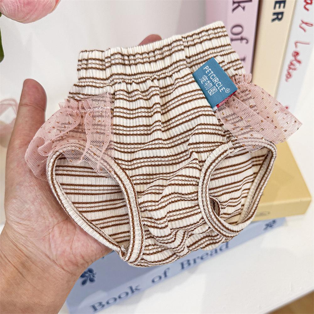 Protecting Female Dogs Physiological Pants for Small Dogs Stripe Pet Underpants with Lace Pomeranian Yorkshire Safety Shorts