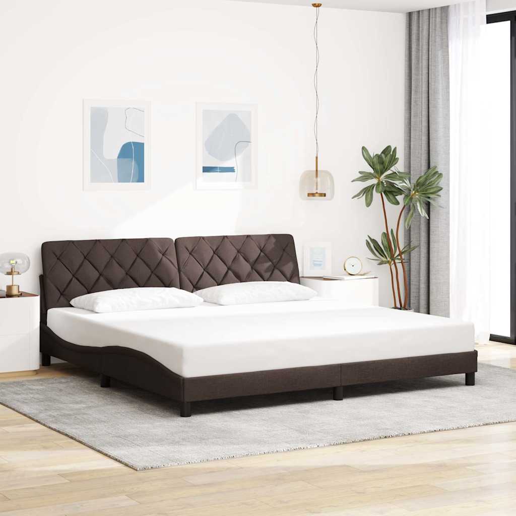 Bed Frame without Mattress Dark Brown 200x200 cm Fabric