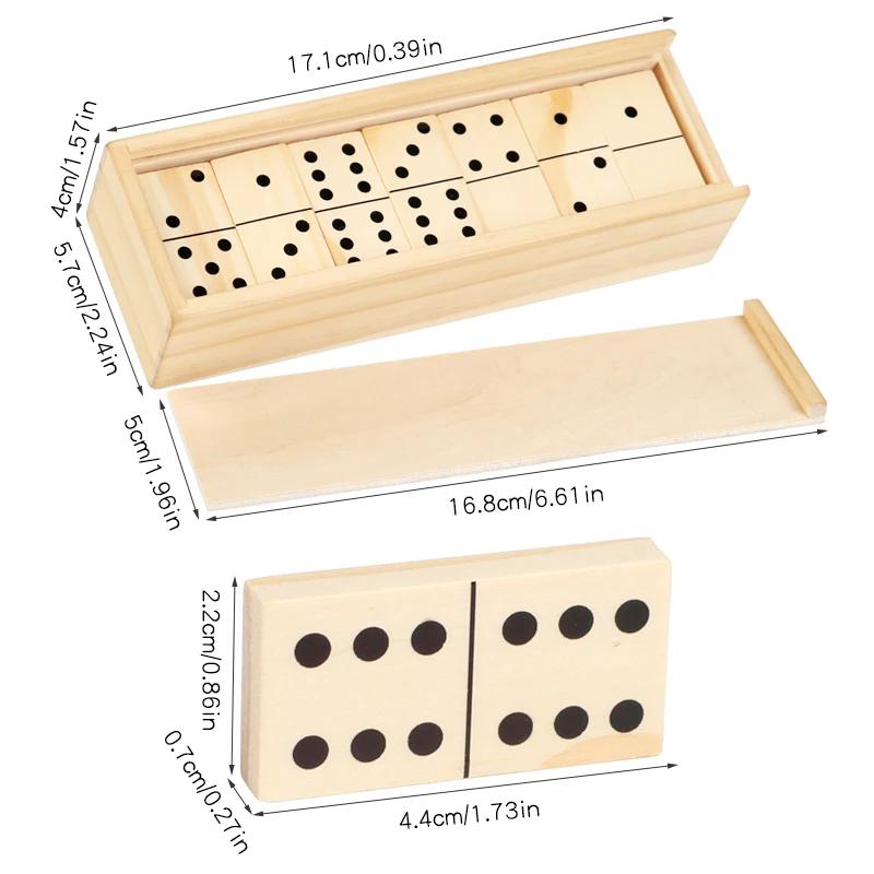 Classic Double Six Dominoes Game Set for Adults Kids Dominos with Wooden Case 28 Tiles Fun for 2-4 Players Family Board Game