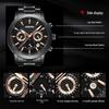 BINBOND Men's Waterproof Quartz Sports Watch with Steel Strap and Dual Eye Multifunction.