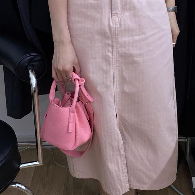 IELGY Macaron Lychee Pattern Bucket Bag Casual All-Match Hand-Carrying Vegetable Basket Shoulder Messen
