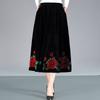 High-end Women's Velvet Skirt Spring Autumn Rhinestones High-waist Velvet Long Skirt Slim-fit Embroidered Plus-size Skirt