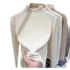 Korean Autumn and Winter New Fungus Lace Solid Color Long-sleeved Knitted Pullover Women's Basic Knitted Bottoming Shirt