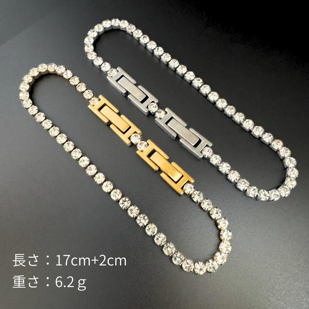 Galant Tennisarmband, Schlicht, Medizinischer Edelstahl mit Diamant und Zirkonia (Zirkonia), Hypoallergen, 18 Karat Gold, Vergoldet und Silber,